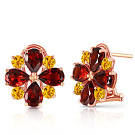 4.85 CTW 14K Solid Rose Gold French Clips Earrings Garnet Citrine