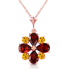 2.43 CTW 14K Solid Rose Gold Dark Passion Garnet Citrine Necklace