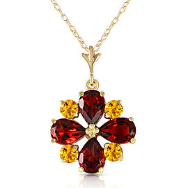 2.43 CTW 14K Solid Gold Irrestible Garnet Citrine Necklace