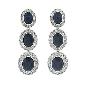 14K White Gold Blue Star Sapphire and Diamond Earrings