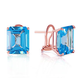 14 CTW 14K Solid Rose Gold Octagon Blue Topaz Earrings