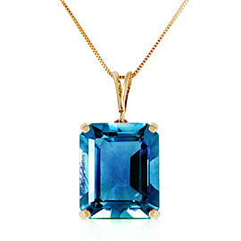 7 CTW 14K Solid Gold Necklace Octagon Blue Topaz