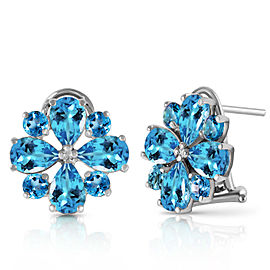 4.85 CTW 14K Solid White Gold Renowned Blue Topaz Earrings