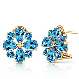 4.85 CTW 14K Solid Gold Fiore Blue Topaz Earrings