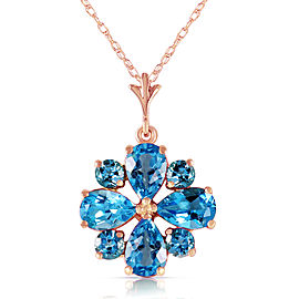 2.43 CTW 14K Solid Rose Gold Spring Blue Topaz Necklace