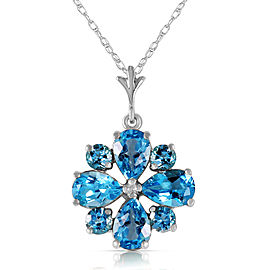 2.43 CTW 14K Solid White Gold Don't Haste Blue Topaz Necklace