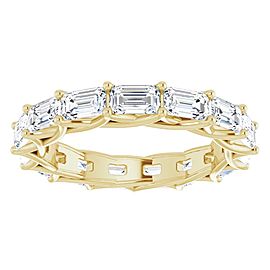 5 CARAT EMERALD-CUT DIAMOND ETERNITY RING YELLOW GOLD 30 POINTER G COLOR VS1 CLARITY SHARED PRONG BAND