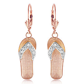 0.04 CTW 14K Solid Rose Gold Shoes Leverback Earrings Diamond