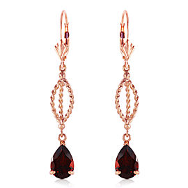 3 CTW 14K Solid Rose Gold Garnet Dangling Earrings