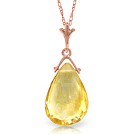 14K Solid Rose Gold Necklace with Briolette Citrine