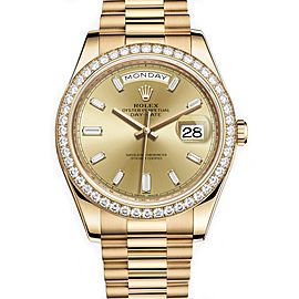 Rolex Day-Date President II 218238 41mm Custom Champagne Diamond Bezel