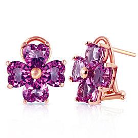 6.5 CTW 14K Solid Rose Gold Heart Cluster Amethyst Earrings