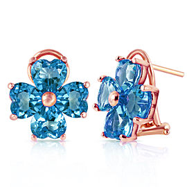 7.6 CTW 14K Solid Rose Gold Heart Cluster Blue Topaz Earrings