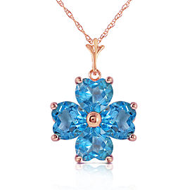 3.8 CTW 14K Solid Rose Gold Heart Cluster Blue Topaz Necklace