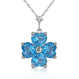 3.8 CTW 14K Solid White Gold Who Laughs Last Blue Topaz Necklace