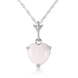 0.65 CTW 14K Solid White Gold Necklace Natural Heart Opal