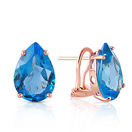 10 CTW 14K Solid Rose Gold pearll Shape Blue Topaz Earrings