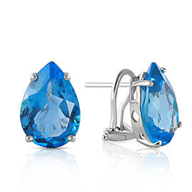 10 CTW 14K Solid White Gold Modern Drama Blue Topaz Earrings