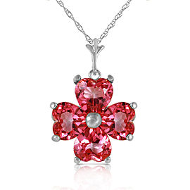 3.8 CTW 14K Solid White Gold Induced Response Pink Topaz Necklace