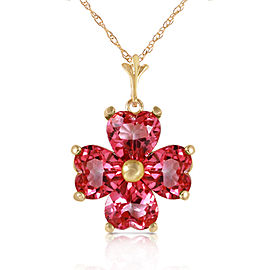 3.8 CTW 14K Solid Gold Orchid Love Pink Topaz Necklace