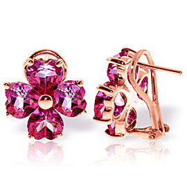 7.6 CTW 14K Solid Rose Gold French Clips Earrings Natural Pink Topaz