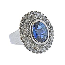 3.55 Carat Aquamarine Diamond Gold Ring