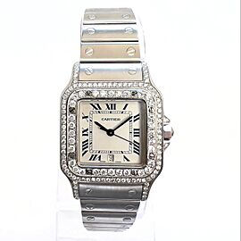 CARTIER SANTOS GALBEE Quartz Steel 1.75TCW Diamond Watch