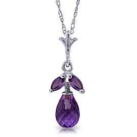 1.7 CTW 14K Solid White Gold Close Enough Amethyst Necklace