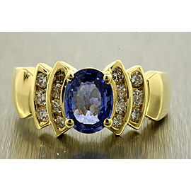 Levian Blue Sapphire Diamond Ring 18k Yellow Gold Oval Band sz 6.75