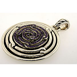 David Yurman Labyrinth Disc Pendant Enhancer Large 2.5" Amethyst $1400