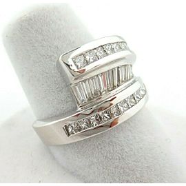 Fine Princess & Baguette Cut Diamond Swirl Channel Ring 18Kt White Gold 2.71ct