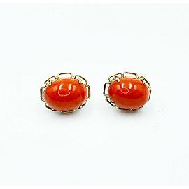 14K Yellow Gold Coral Stud Earrings