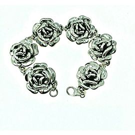 Sterling Silver Rose Charm Tennis Bracelet