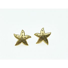 Diamond Star Fish Stud Earrings Set in 14K Yellow Gold