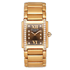 Patek Philippe Geneve Twenty-4 Rose Gold Chocolate Ladies Watch