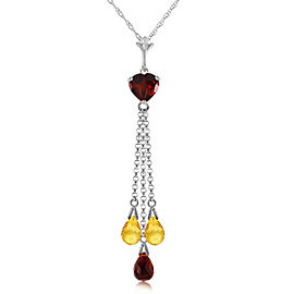 4.75 CTW 14K Solid White Gold Necklace Briolette Garnet Citrine