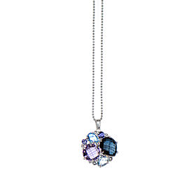 Anzie Sterling Silver Amethyst, Iolite, London Blue Topaz, Sky Blue Topaz Necklace