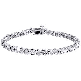 925 Sterling Silver 0.09ct Diamond S-Link Tennis Bracelet