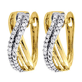 10K Yellow Gold with 0.20ct Diamond Pave Swivel Hoop Earrings