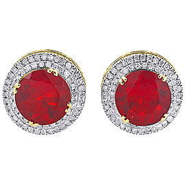 10K Yellow Gold with 0.88ct Diamond & Ruby Earrings