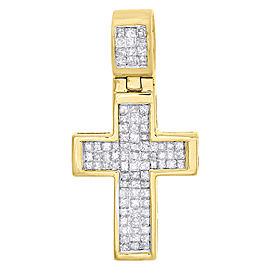 10K Yellow Gold & 0.60ct Diamond Mini Cross Pendant Necklace