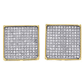 10K Yellow Gold with 0.88 ct Diamond Pave Studs Earrings