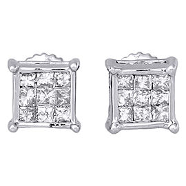 14K White Gold and 0.50ct Diamond Cube Stud Earrings