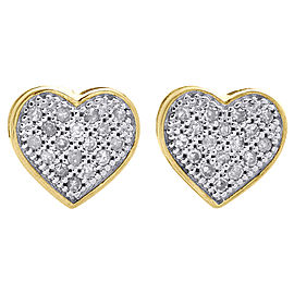 10K Yellow Gold with 0.10ct Diamond Heart Studs Earrings