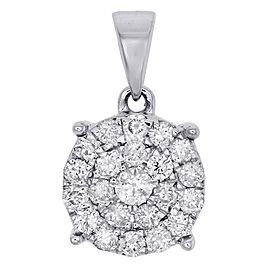 10K White Gold with 0.75ct Round Cut Diamond Circle Cluster Charm Pendant