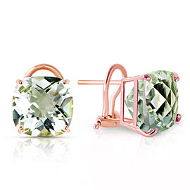 7.2 CTW 14K Solid Rose Gold French Clips Earrings Green Amethyst