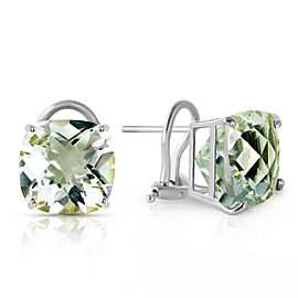 7.2 CTW 14K Solid White Gold French Clips Earrings Green Amethyst