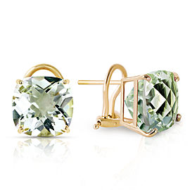 7.2 CTW 14K Solid Gold French Clips Earrings Green Amethyst