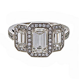 Triple Halo Emerald Cut Diamond Suchy .99ct Platinum Engagement Ring