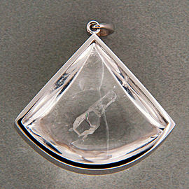 Vintage Estate 44.04ct Manifestor 18k White Gold Quartz Crystal Pendant